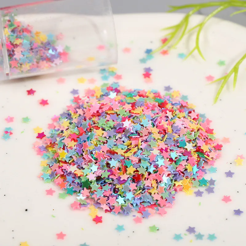 Ins New Nail Accessory Pentagram Glitter Glitter Powder Gold Onion Powder Slime Glitter Powder 1g Pack Handmade DIY