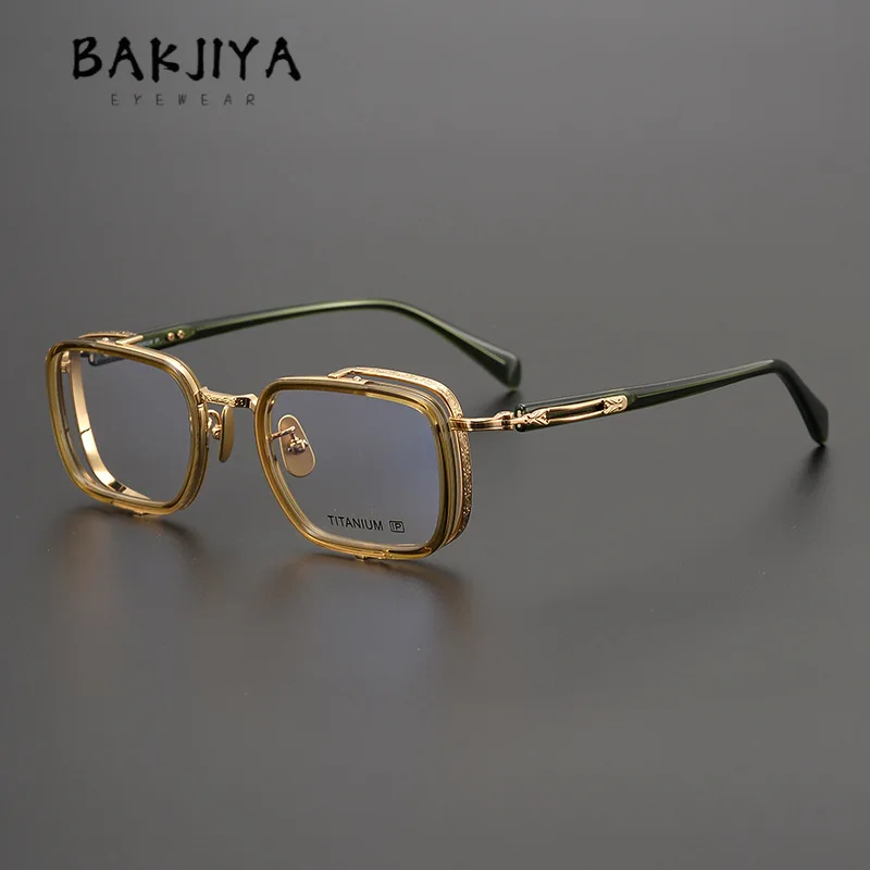 

Vintage Pure Titanium Acetate Handmade Large Rim Eyeglasses Business Men Women Ultralight Myopia Prescription Full Glasses Frame