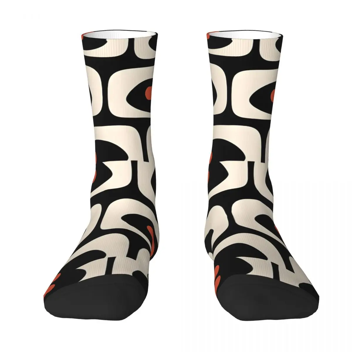 Retro Mid Century Modern Piquet Abstract Pattern Men's Socks Unisex Hip Hop Seamless Printed Funny Crew Sock Gift