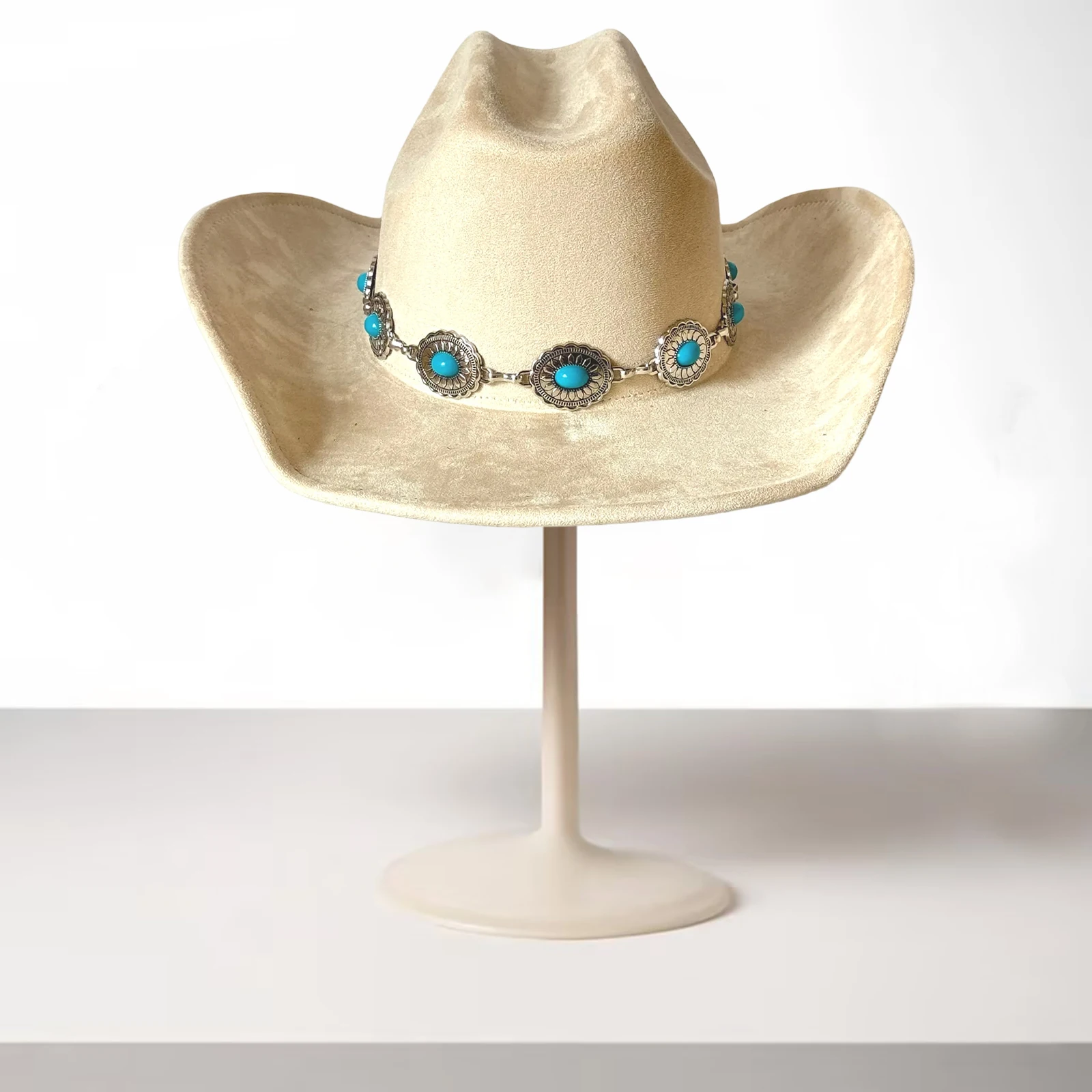 Felt Western Hat Stylish Daisy Chain Jazz Cap Wide Brim Cowgirl Hat for Daily Life Party