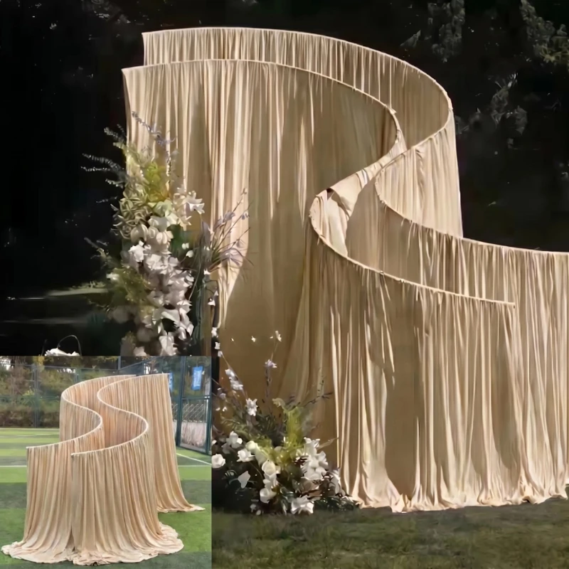 

Набор из 4-х романтических S-образных металлических арок с тканевым покрытием и подвесной сеткой для декора мероприятий, вечеринок и свадеб