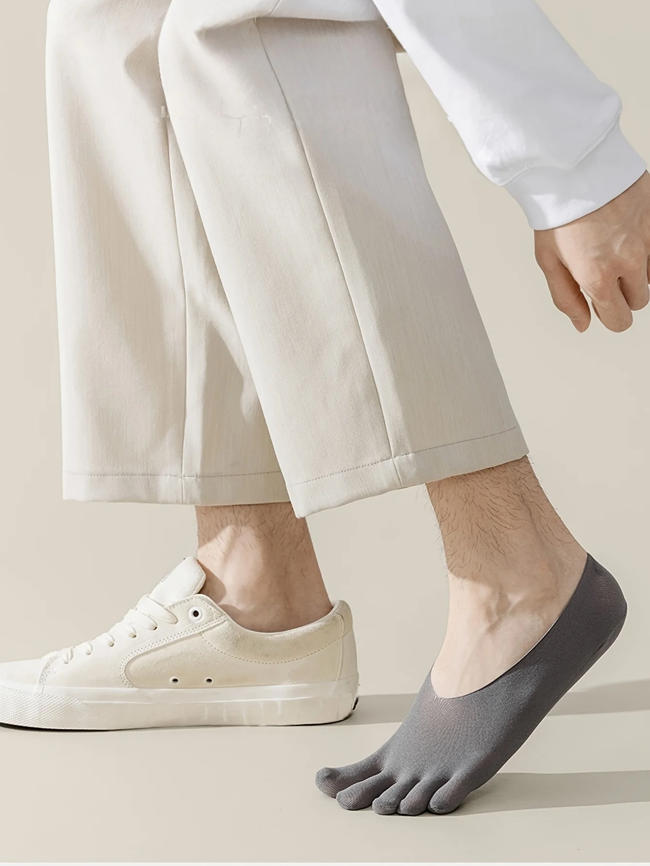 3/5 Paar Herren-Fünf-Zehen-Socken, Split-Toe-Socken, niedrig geschnittene, unsichtbare No-Show-Socken, rutschfeste Silikonsocken, dünne Socken für den Sommer – Detail 9