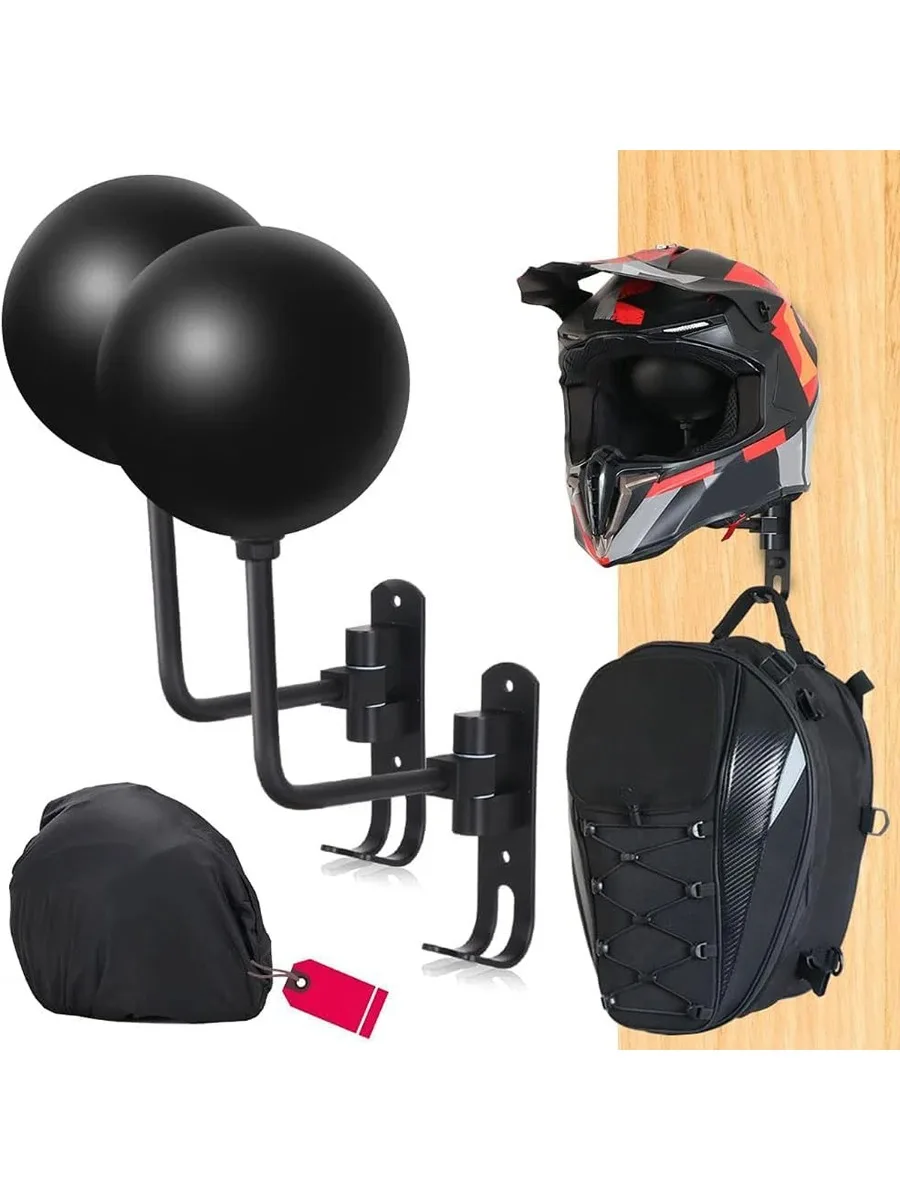 AliExpress Motorcycle Helmet Holder Wall Mount 180°Rotation Football Bicycle Helmet Rack With 2 Hooks Helmet Display Hanger Stand for Caps