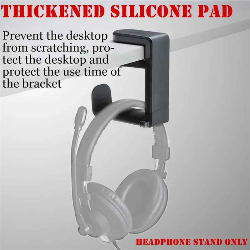 Desk Side Rotating Headphone Stand Desktop Headset Holder PC Gaming Headset Clip On Desk Hanging Hook For Earphone Cable Winder