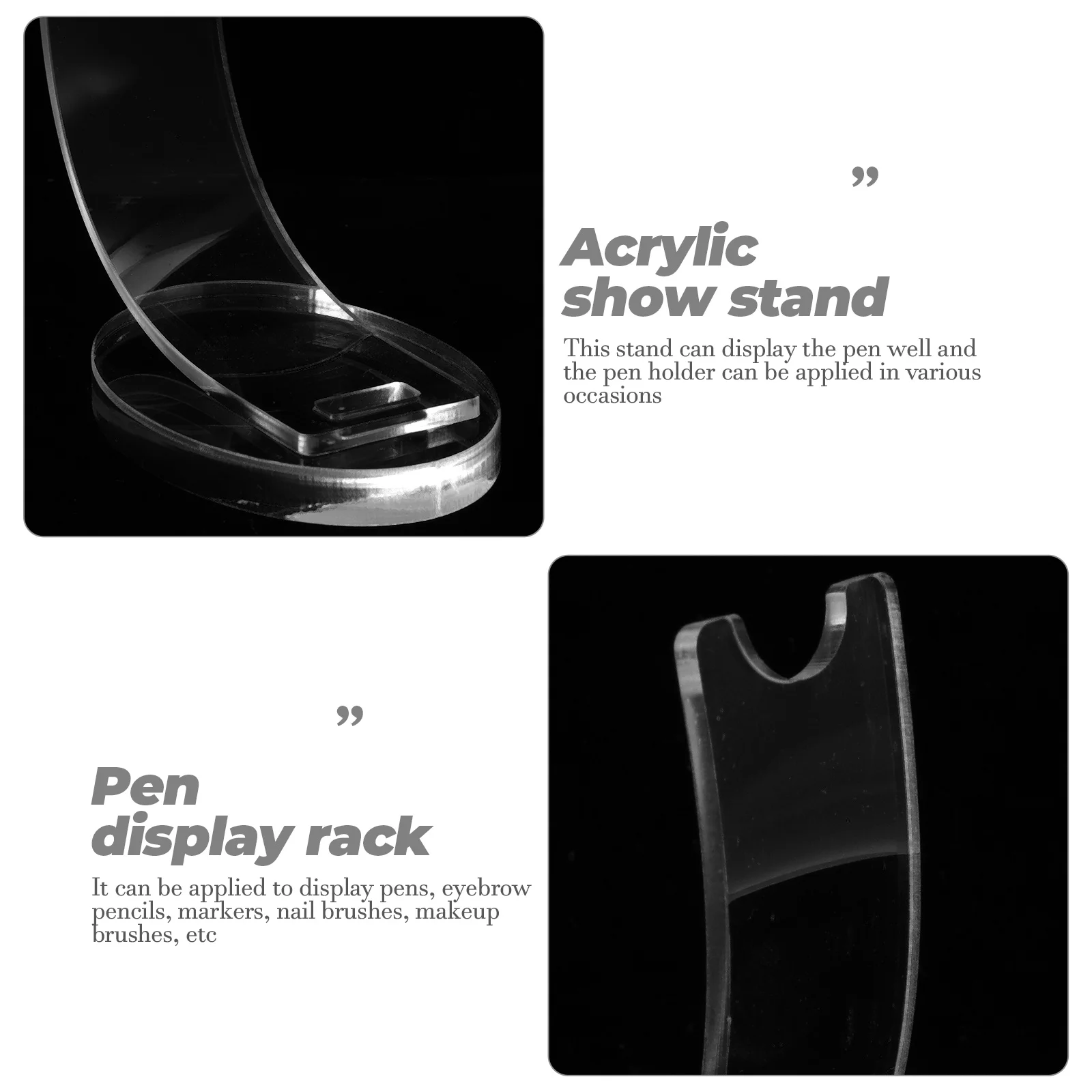 

2Pcs Acrylic Pen Display Stand Transparent Makeup Brush Holder Desktop Organizer Display Rack Storage Acrylic Show Stand