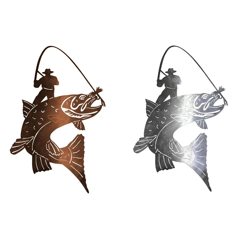 Colgante de acero inoxidable para colgar en la pared, colgante de pesca, regalo para el Día del Padre, sala de herramientas para papás, sala de estar, dormitorio, decoración del hogar