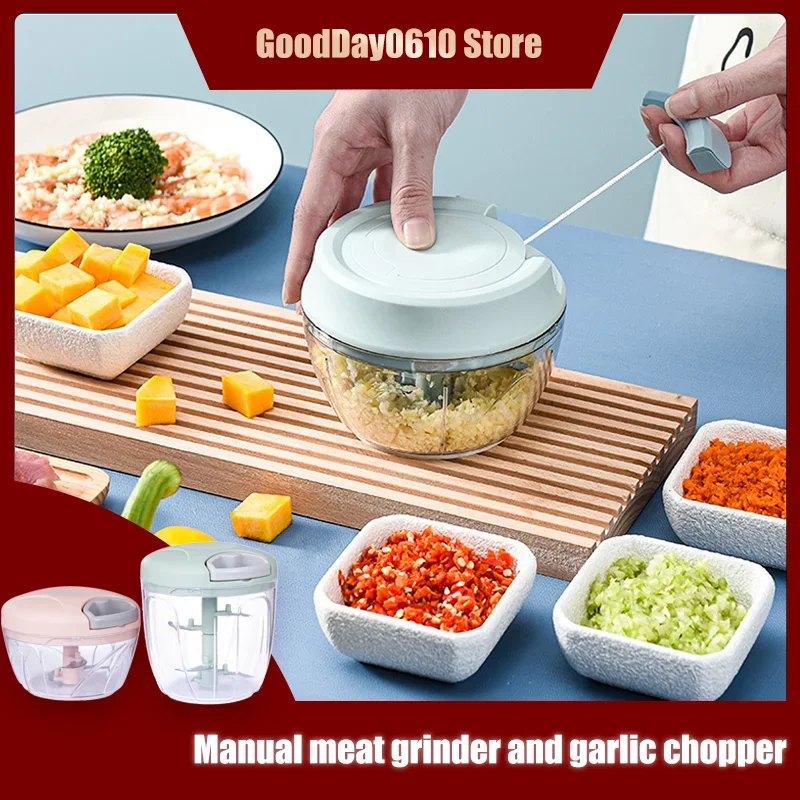 

Multifunctional kitchen food processor - ginger garlic chopper, meat grinder; manual practical kitchen cooking tool