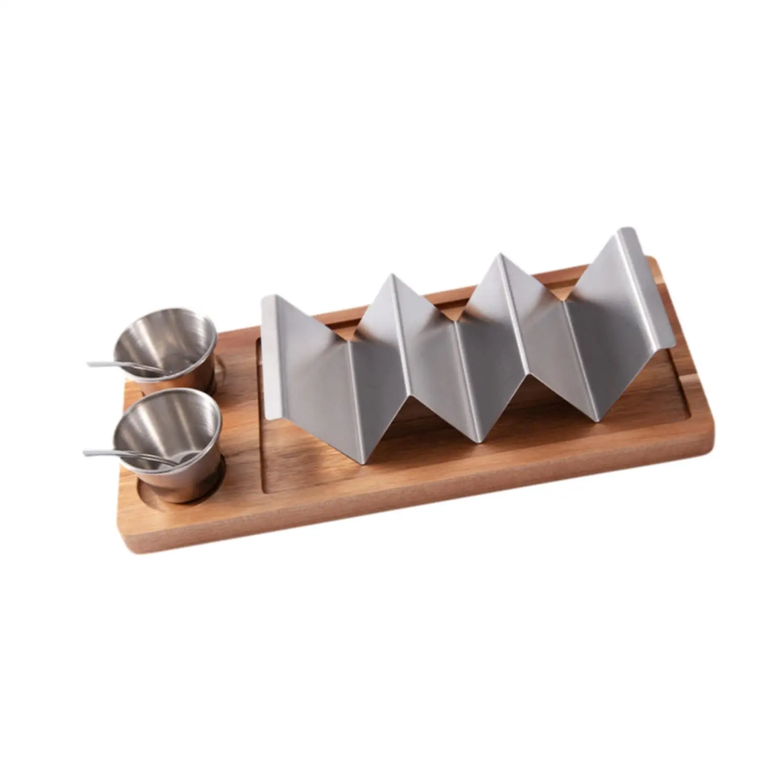 Taco Holder Tray Sauce Cup Wood Tray Kitchen Tool Pancake Stand Multipurpose Tacos Shell Serving Tray for Home