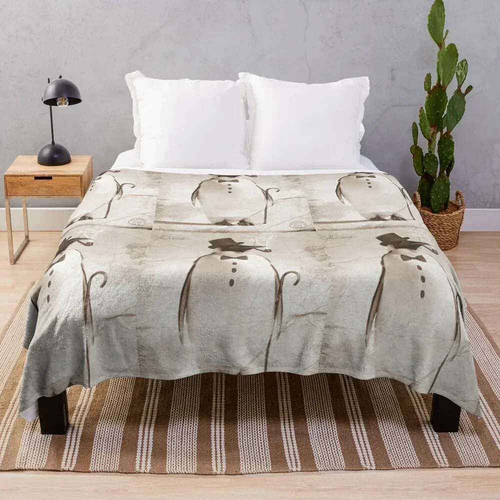 Vintage Penguin Throw Blanket Reusable Durable Soft Blanket for All Seasons