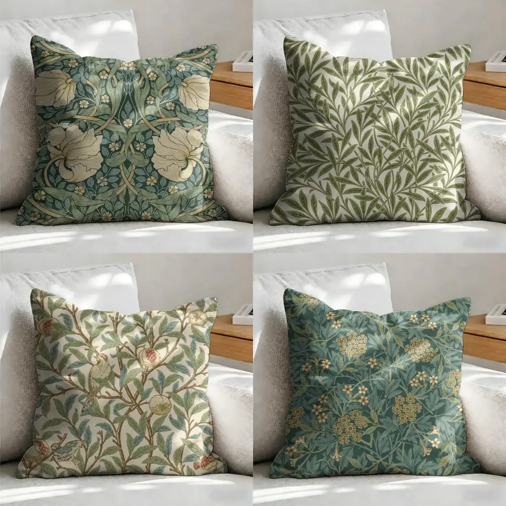 William Morris Floral Cushion Cover Soft Short Plush Pillow Cover Smooth Cozy Texture Aesthetic Cushion Case Home Decor