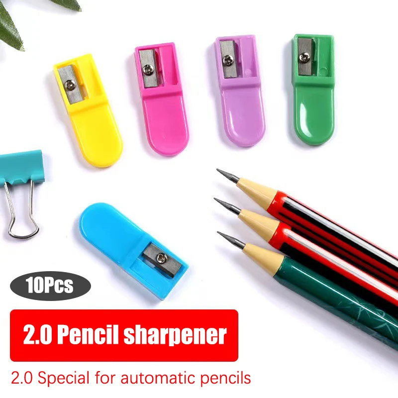 10 pezzi portatile matita meccanica piombo 2.0 ricarica smerigliatrice Mini gelatina colore plastica temperamatite per bambini materiale scolastico