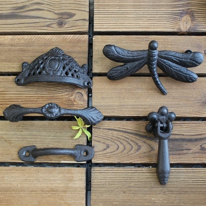 

Handle Wardrobe Cast Iron Cupboard Handle Drawer Dragonfly Crown Wrought Iron Small Cabinet Door Pull Wine Cabinet