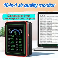 New Portable 18-in-1 Air Quality Monitor AQI CO PM2.5 PM10 PM0.3 TVOC HCHO C6H6 CO2 Detector with 1 Year Historical Data Storage