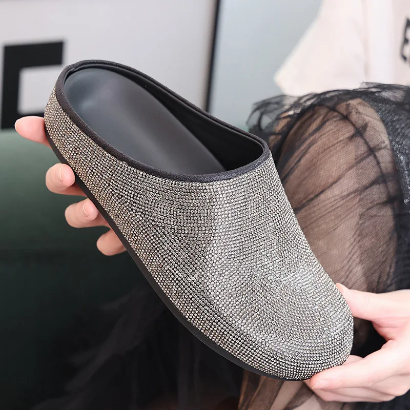 Luxury Water Diamond Women's Platform Slippers Mules Anti slip Fashionable With Arch Support Shoes zapatillas de casa mujer