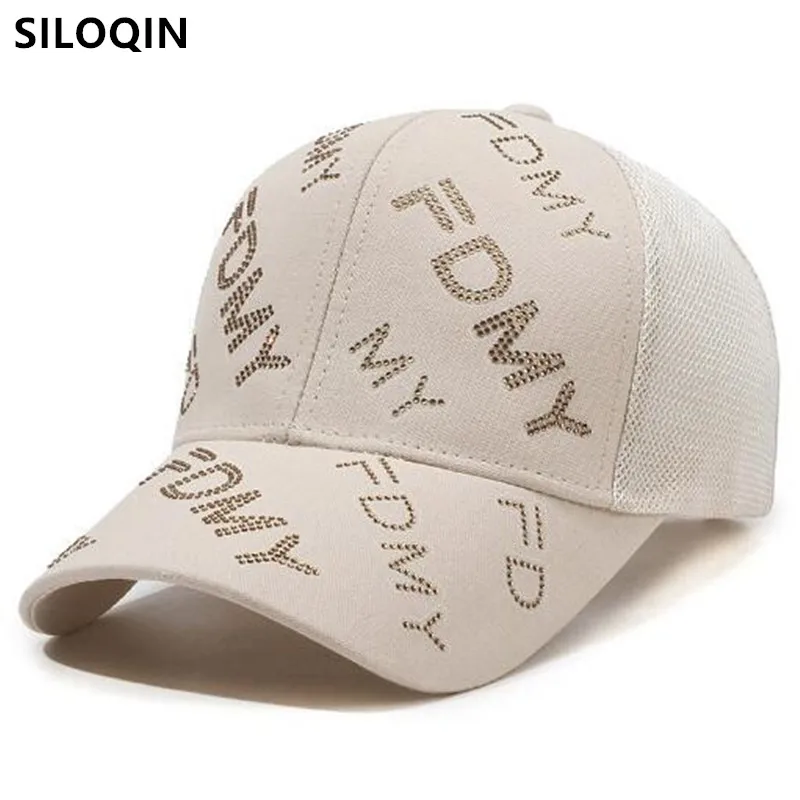 

New Summer Mesh Breathable Baseball Caps For Men And Women Diamond inlaid Decoration Sunscreen Travel Hats Camping Fishing Cap