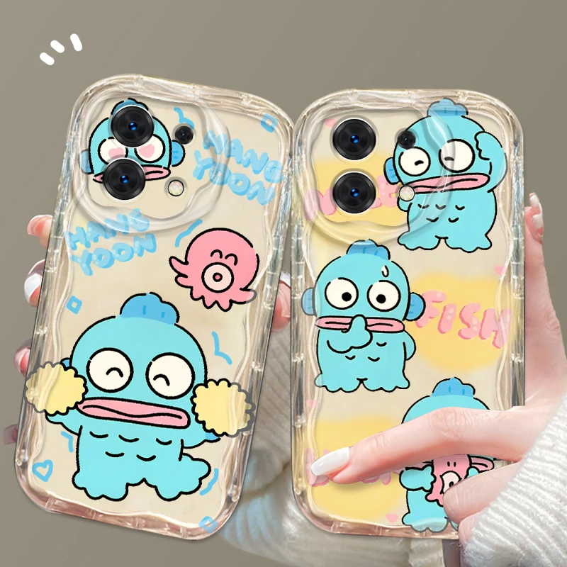 

Sanrio HANGYODON Ugly Fish For Xiaomi Redmi Note 13 12 12S 11S 11 10 9 8 10A 9C 9T Pro Plus 5G Wave Oil Back Phone Case