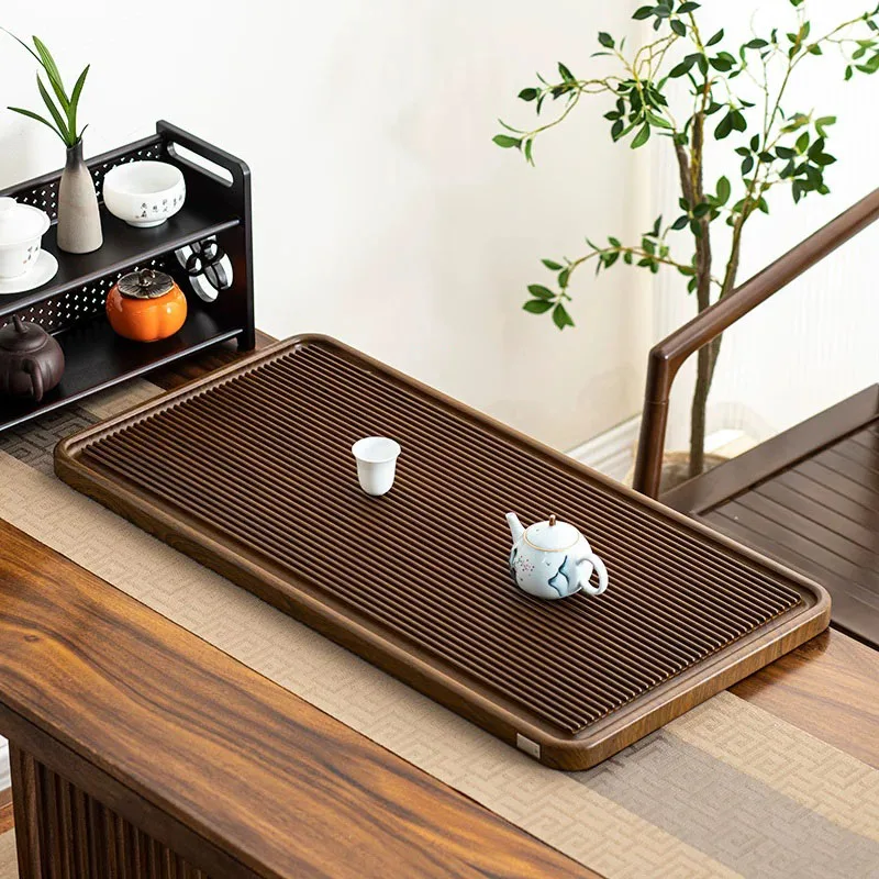 Plateau à thé de service, accessoires en bois, plateau rectangulaire décoratif pour cérémonie de thé, plateau de service pour l'hôtellerie, plateau de service pour la maison.