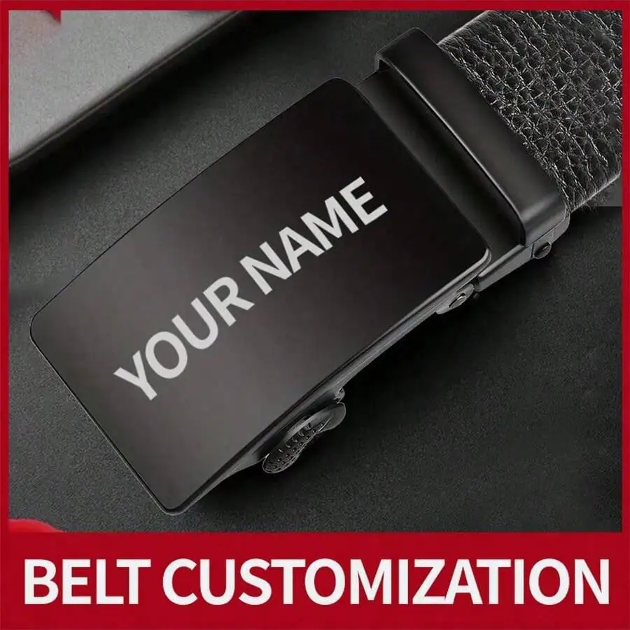 

1pc Personalized Leather Belt, Custom Engraved Belt For Men, Automatic Buckle Leather Waist Belt, Customized Gift