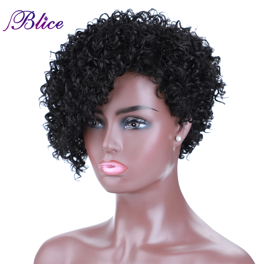 Blice Synthetic Curly Wig Side Part Women Wigs Pure Color Machine Made Hair Extensions For Cosplay Daily Life Use