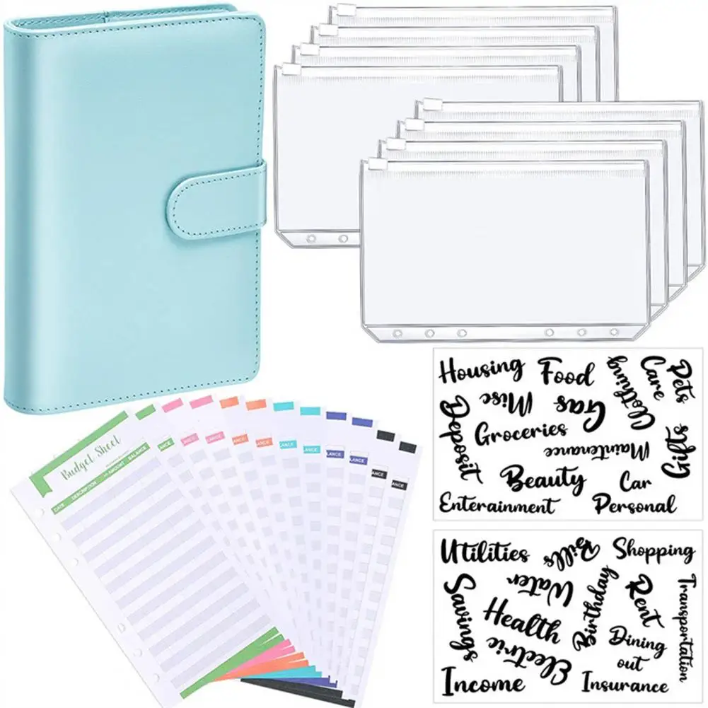 1 Set Budget Planner Loose Leaf Waterproof PVC Binder Undated Schedule Book for Office