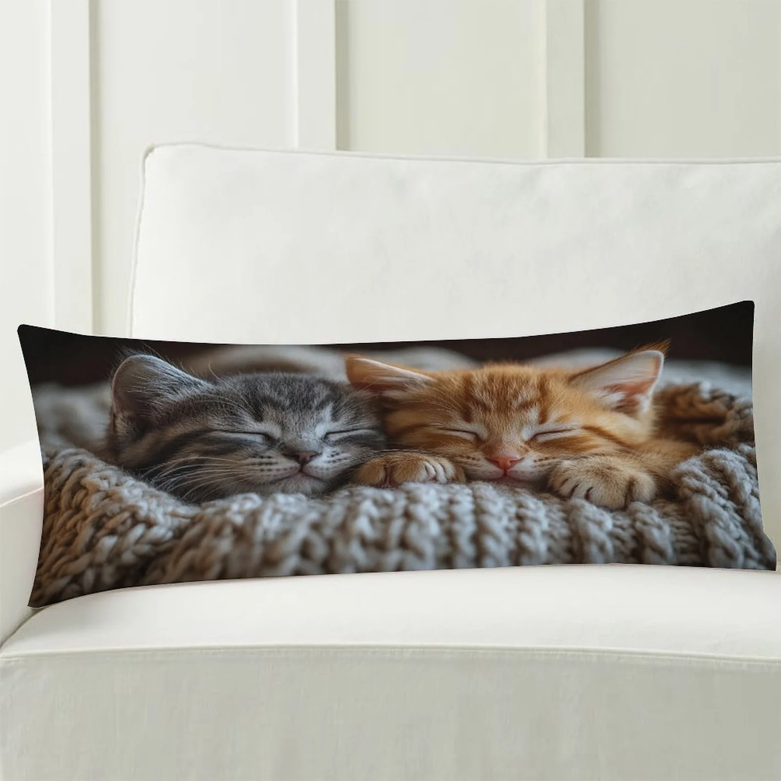 Life-Size Pillowcase 50x137cm, Classic Print, Pillow Insert Not Included, Hidden Zipper, Machine Washable Polyester, Modern Home