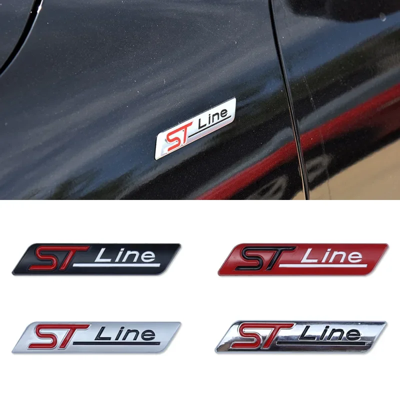 3D Metal STline Letter Rear Trunk Fender Emblem Badge Car Sticker For Ford Focus 2 3 4 ST Mondeo Fiesta Kuga Ecosport Explorer