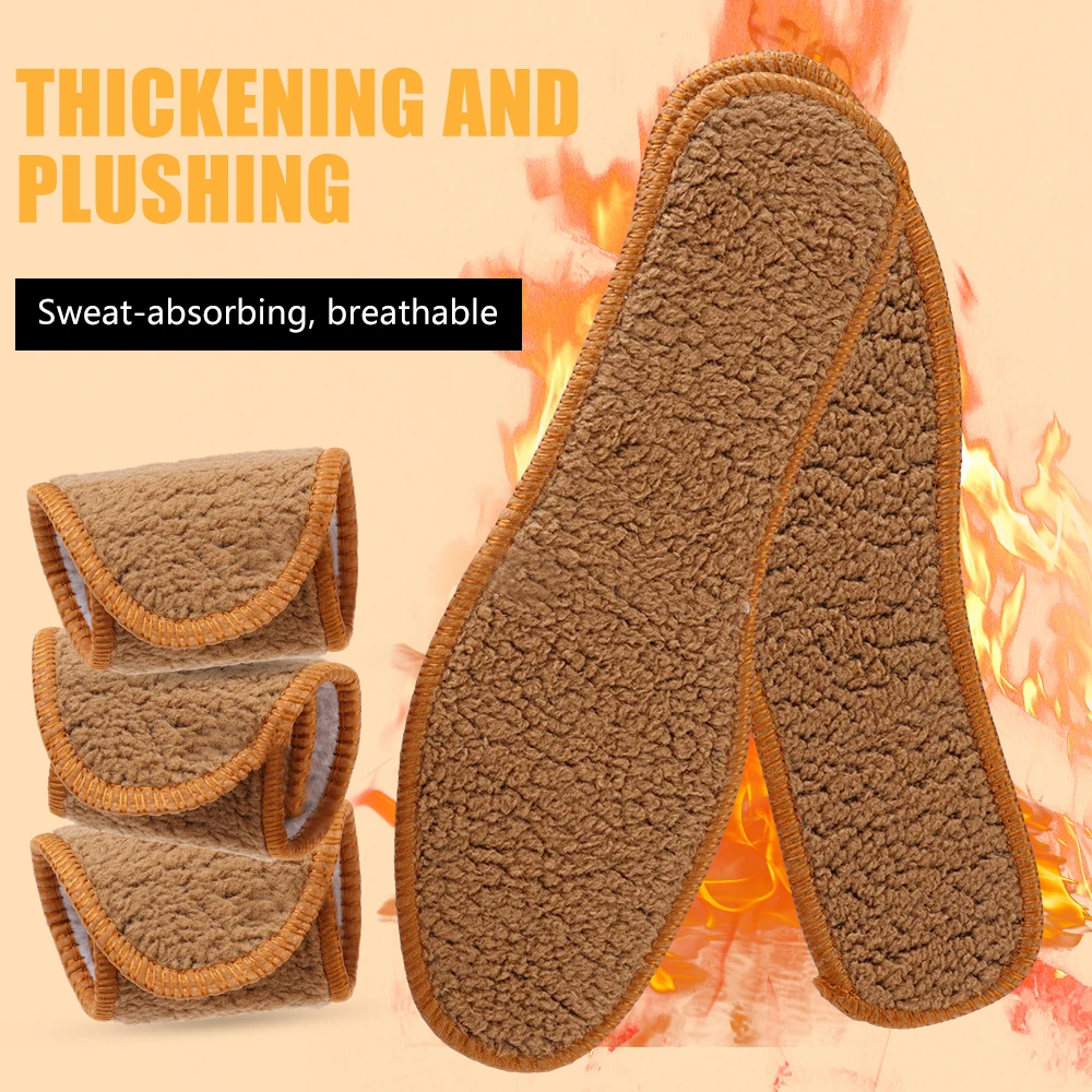2/10pcs Winter Thermal Shoes Insoles Soft Alpaca Wool Thicken Warm Shoes Pads Breathable Women Men Snow Boots Shoes Heated Pad