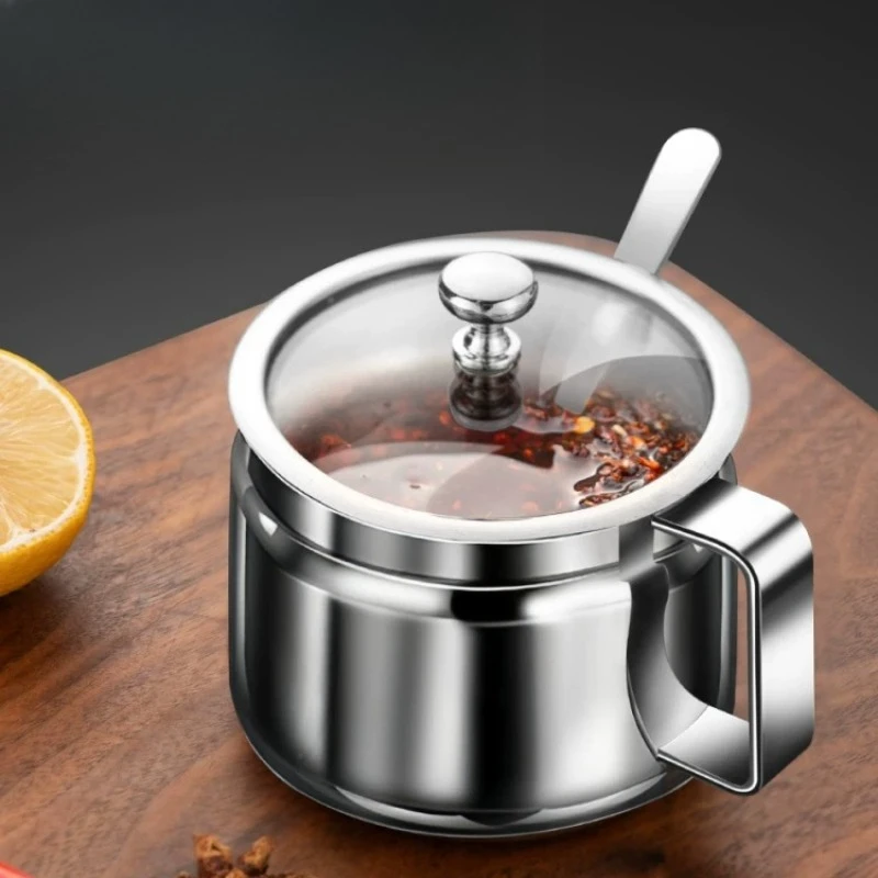 LMM household oil splashed chili special kitchen red oil seasoning high temperature resistant lard jar