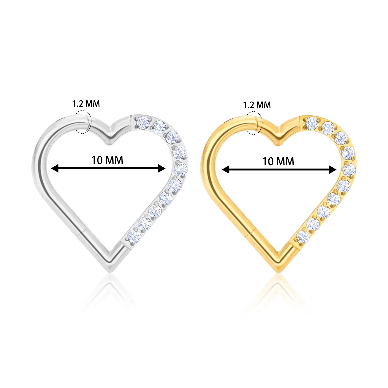 ASTM F136 قرط تيتانيوم حلزوني على شكل قلب للنساء ، طوق ثقب دايث ، غضروف 16 جرام ، حلقات ترانموس ، مجوهرات طوق مفصلي ، 1: 10000