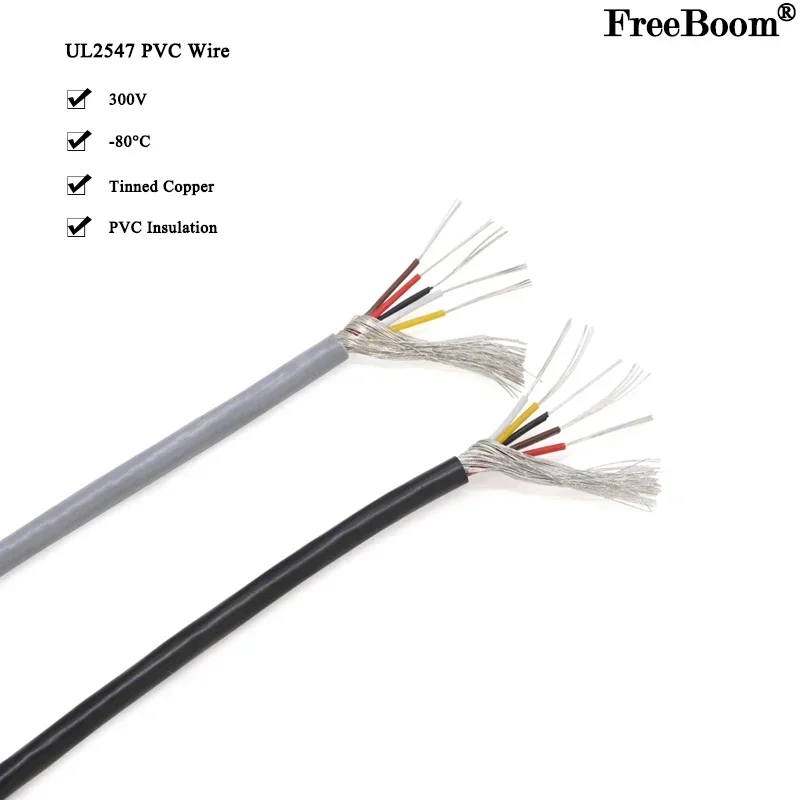 

5/10M Shielded Wire Signal Cable 30 28 26 24 22 20 18 AWG Channel Audio 2 3 4 5 6 8 Core UL2547 Headphone Copper Control Wires