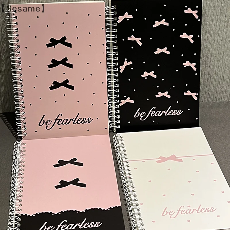 Pink Bow A5 Coil Notebook Diary Sketchbook Cute Capybara Notepad Diary Mini Portable Learning Stationery Supplies