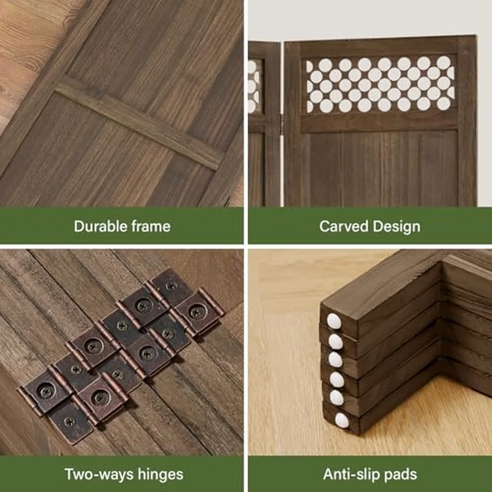 Privacy Screen Room Divider Panel 67 Inch Tall Natural Wood Folding Partition Room Dividers No Assembly Required