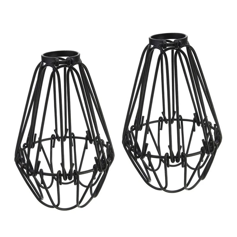 

Adjustable Wire Cage Lampshade, 2 Pack Metal Bird Cage Bulb Guard Island Pendant Lighting Fixture Drop Lamp Holder