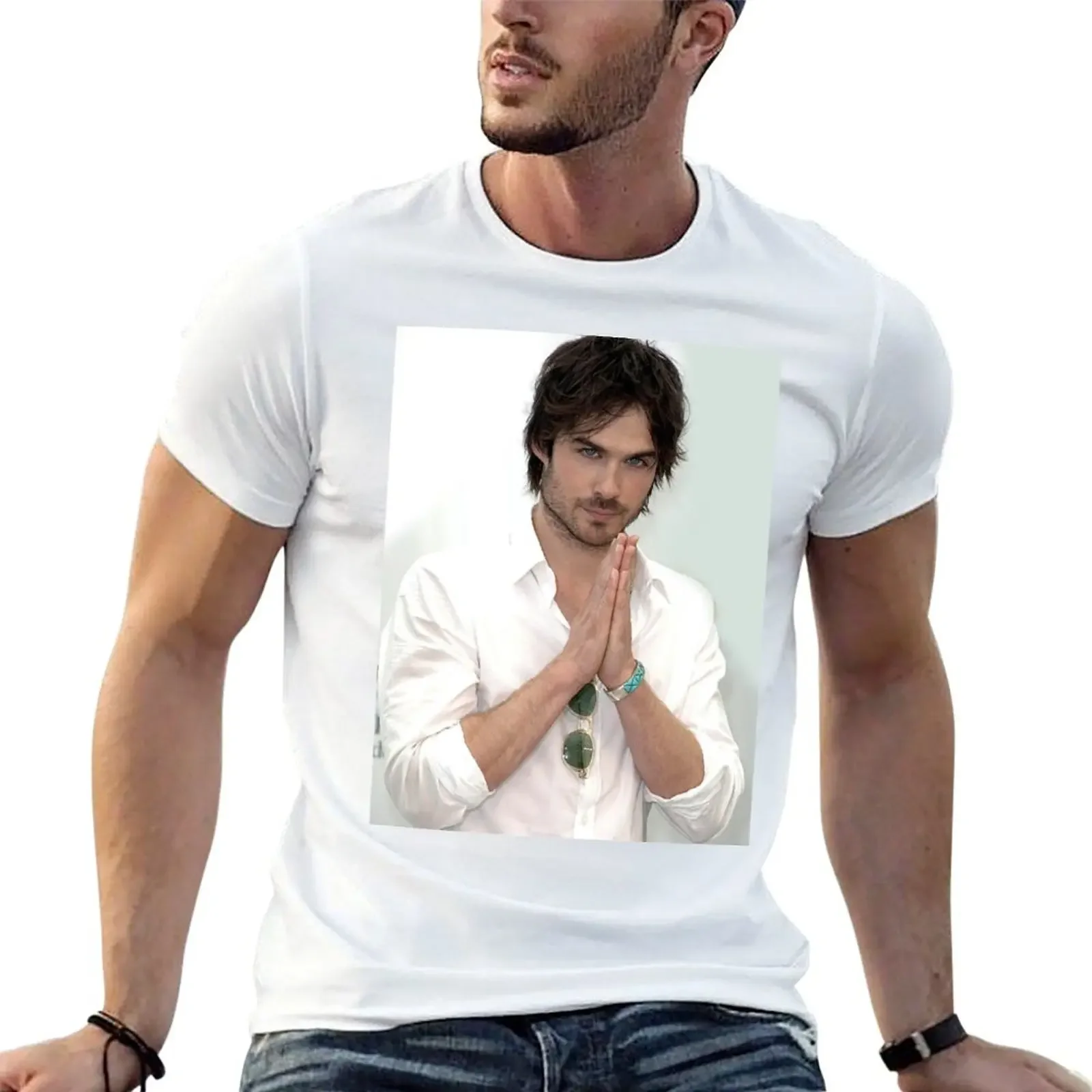 

Ian Somerhalder Damon Salvatore T-Shirt anime figures blue archive tees mens graphic t-shirts anime