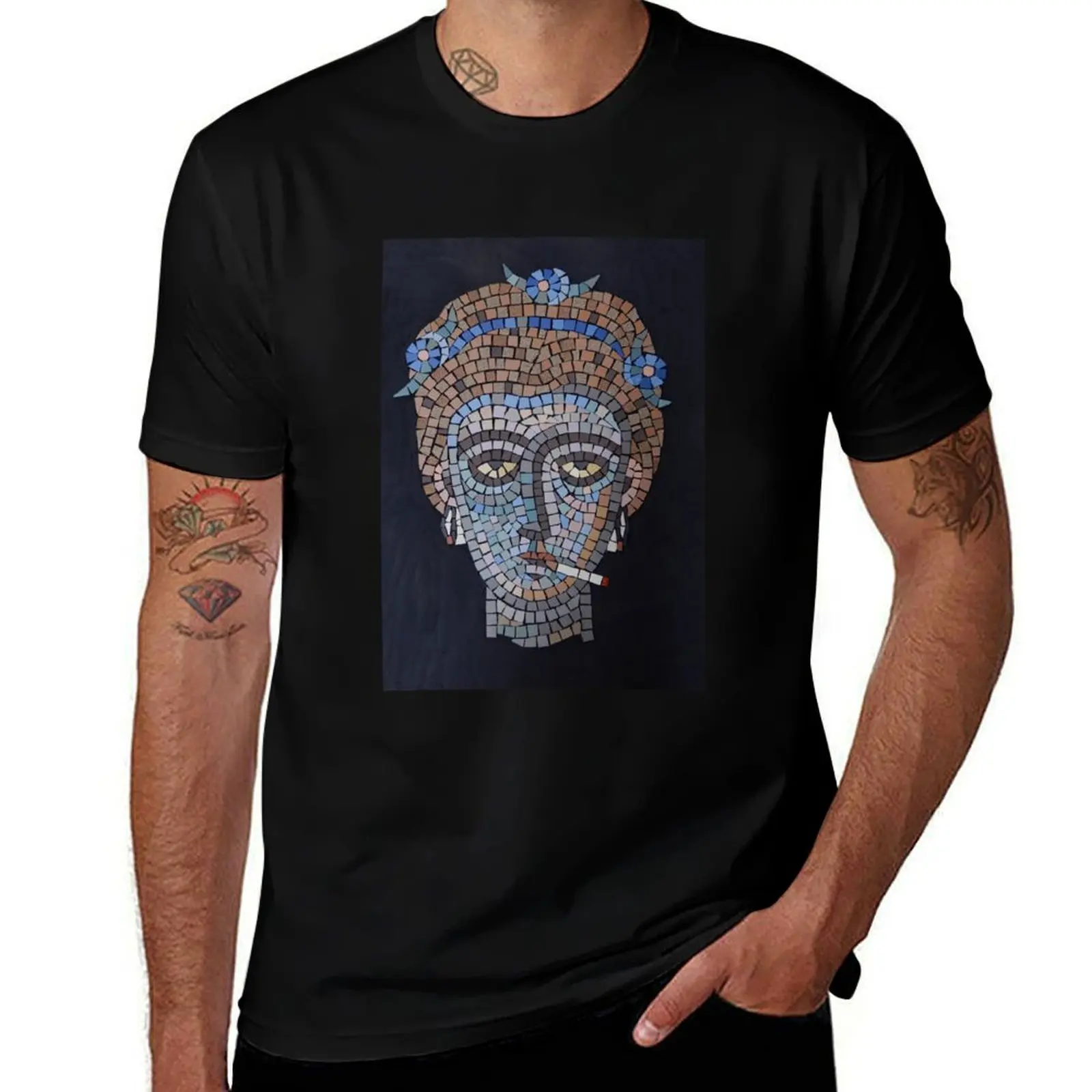 Smoking Byzantine mosaic head T-Shirt Outdoor Working T-Shirt