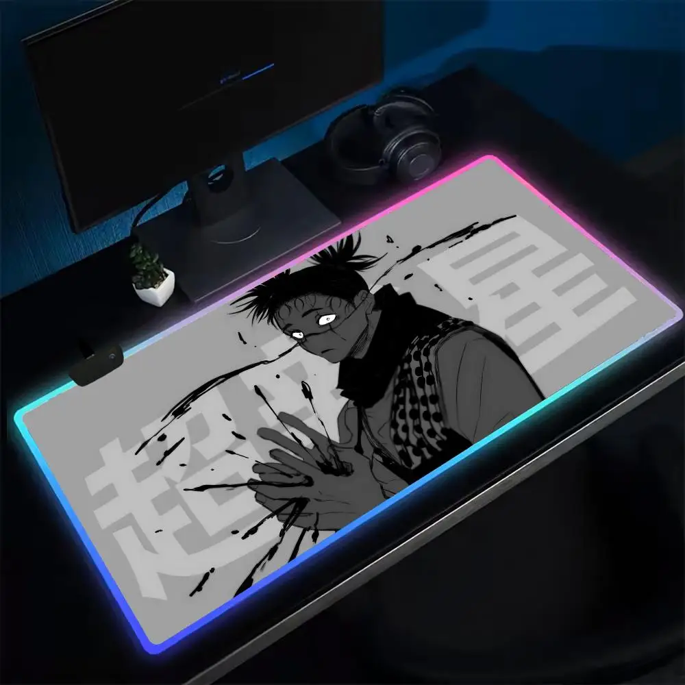 

Коврик для мыши Super Choso Jujutsu Kaisen, игровой коврик для мыши в стиле аниме, светодиодные настольные коврики с подсветкой, резиновые настольные коврики XXL RGB, настольные коврики
