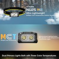 NITECORE NU25 MCT 400Lumen Multiple Color Temperatures Lightweight Headlight Tag USB-C Rechargeable Headlamp Built-in Battery