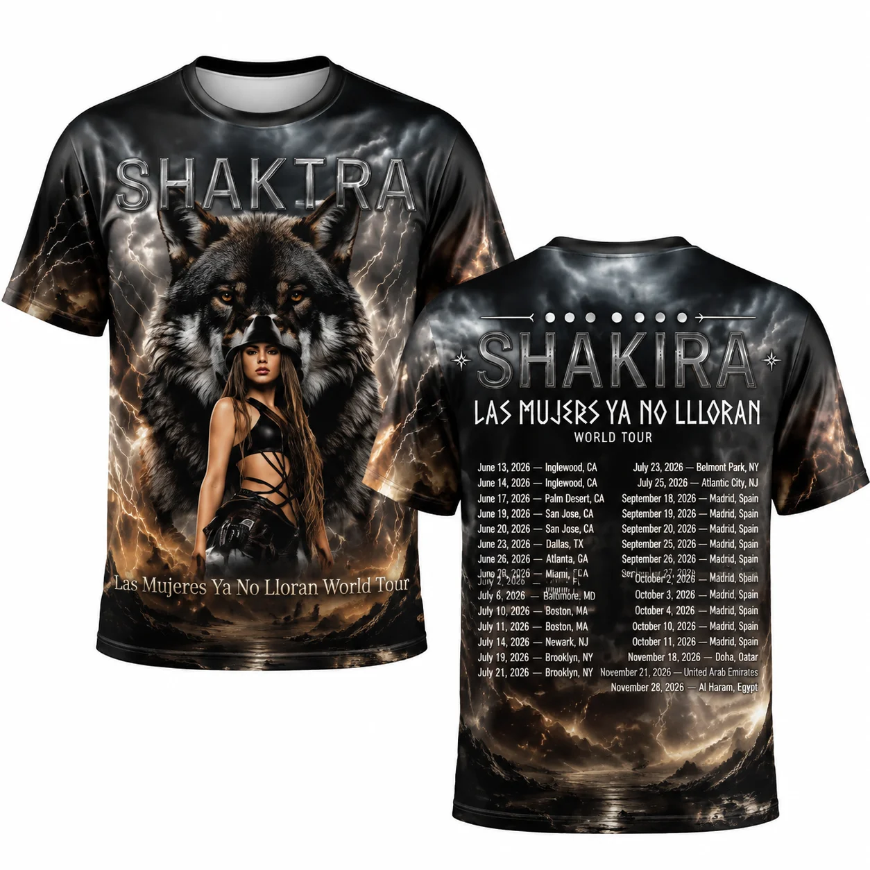 Shakira Las Mujeres Ya No Lloran World Tour 2026 Merch T-shirts Vintage Top Men Women High Quality Fashion Oversized T-shirt