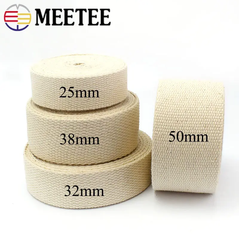 5Meters 20-50mm Cotton Webbing Tape Bag Strap Clothes Belt Beige Canvas Decorative Ribbon Band DIY Sewing Material Accessories