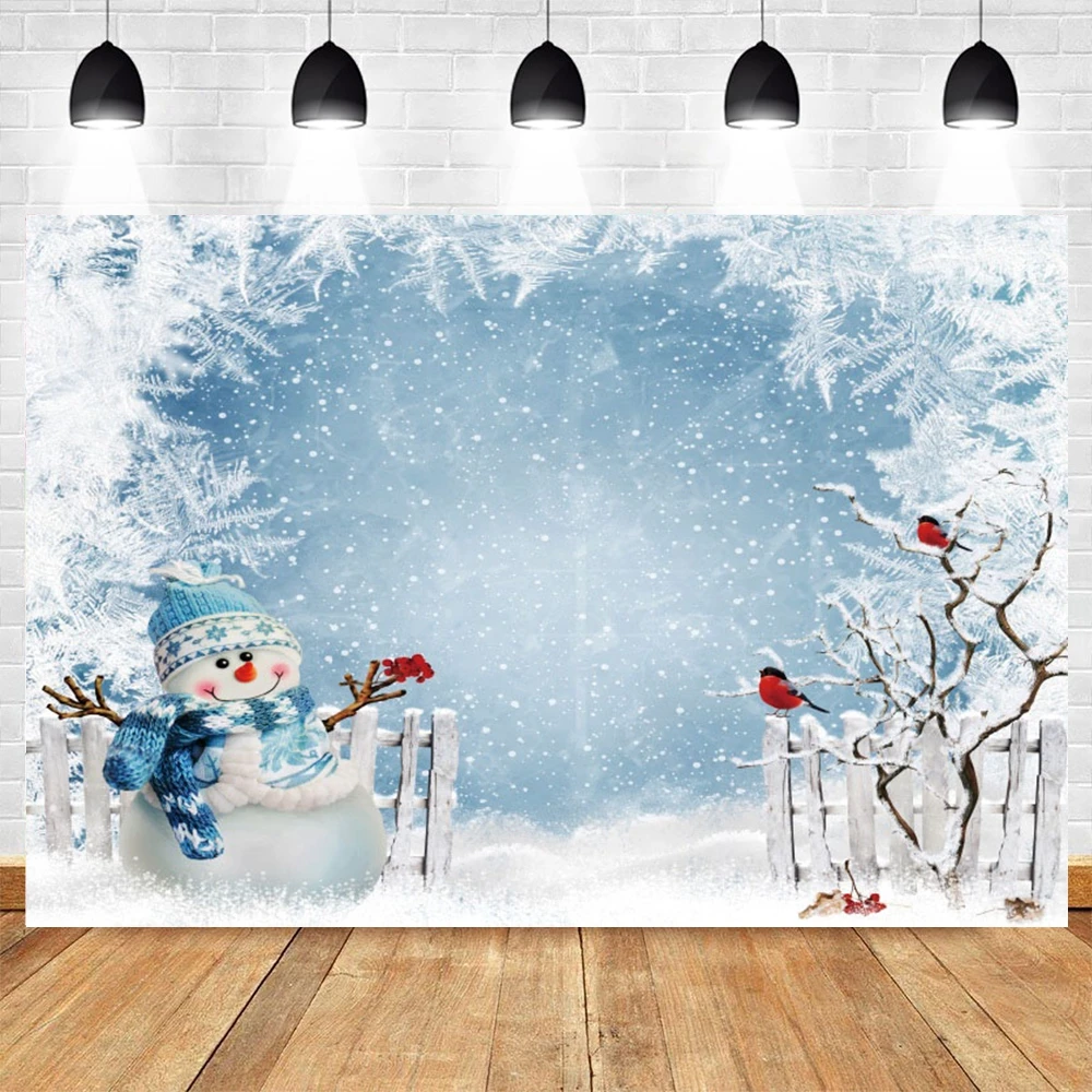 Winter Forest Snow Scene Backdrop Christmas Pine Tree Snowflake Snowman Elk Baby Portrait Photo Background Photography Props