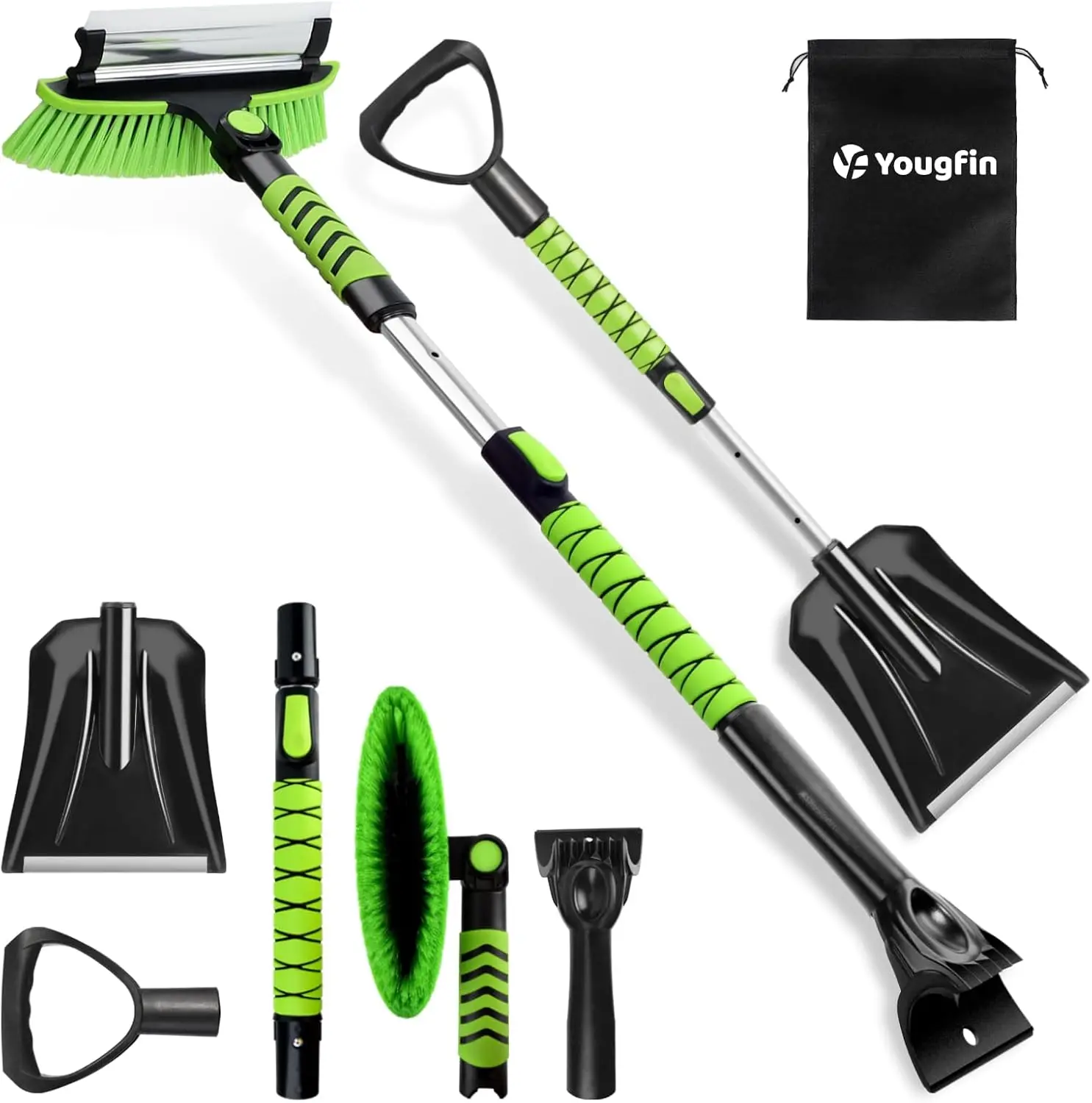 

4-in-1 Extendable Ice Scraper Snow Brush Shovel with Squeegee for Car Home Winter Cleaning