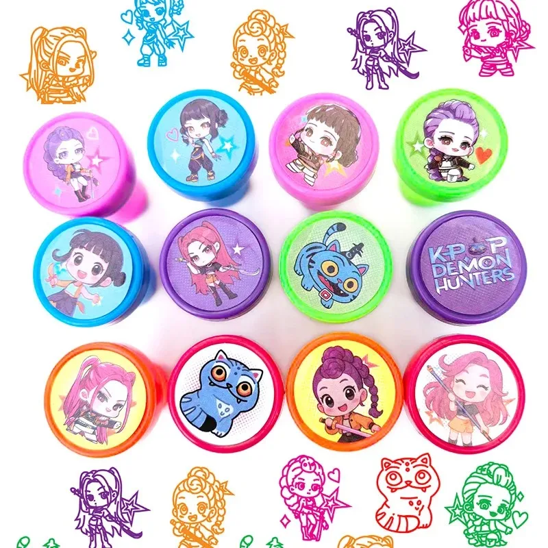 12PCS The Hunter Girl Group Anime Kids Stamp Set Birthday Party Favors DIY Painting Teaching Tool Photo Album Decorations Party - view 6