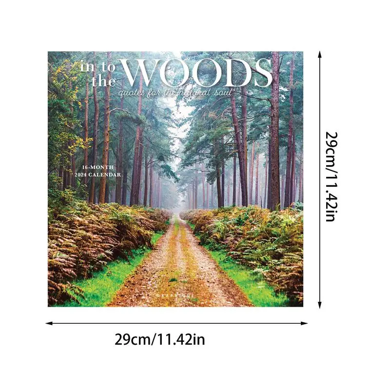 2024 In to the Woods Printed Wall Calendar Time Management Scheduler Planner Agenda Organizer Desktop Calendar Stationery
