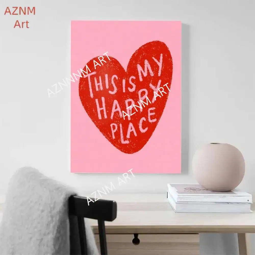 Minimalist Heart Red Quote Poster Self-adhesive Art Waterproof Paper Sticker Coffee House Bar Room Wall Decor
