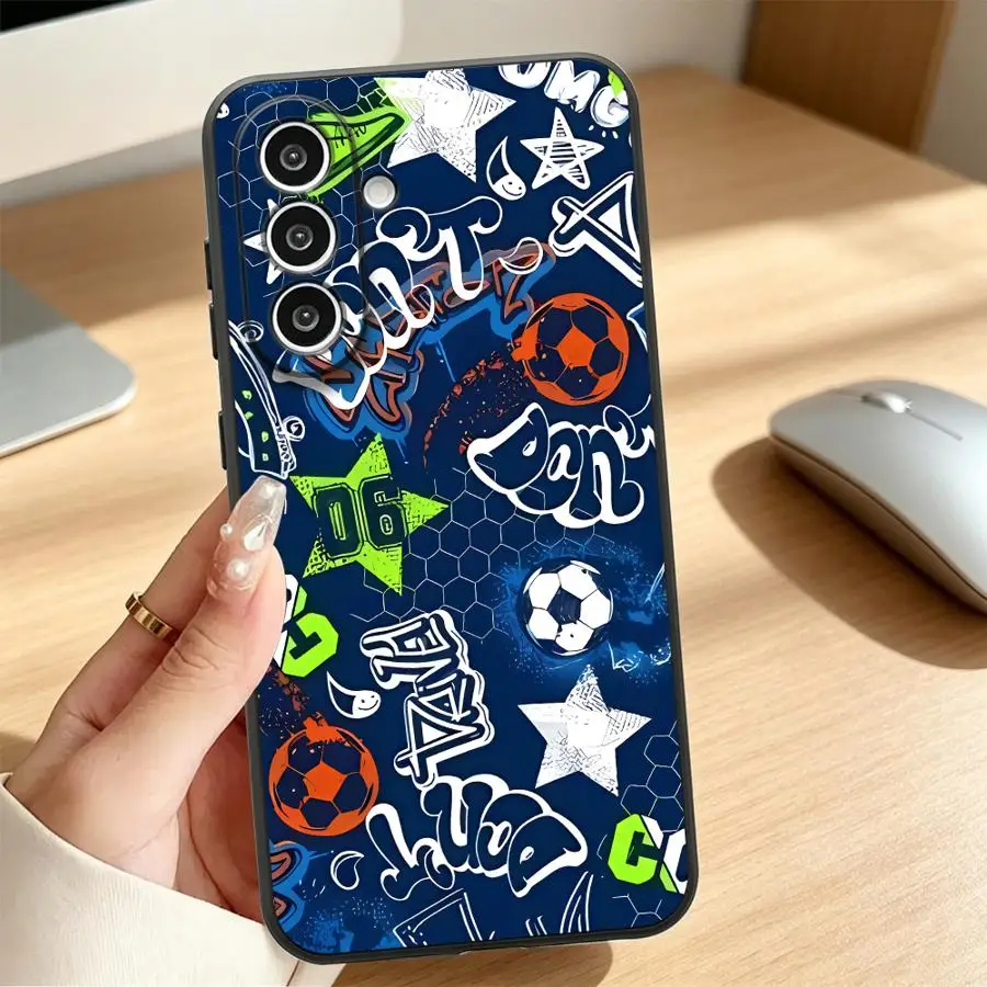 Soccer Graffiti Seamless Case for Samsung Galaxy A57 A55 A15 A52 A36 A53 A17 A73 A51 A05 A23 A37 A25 A16 A06 Phone Cover A41 A50