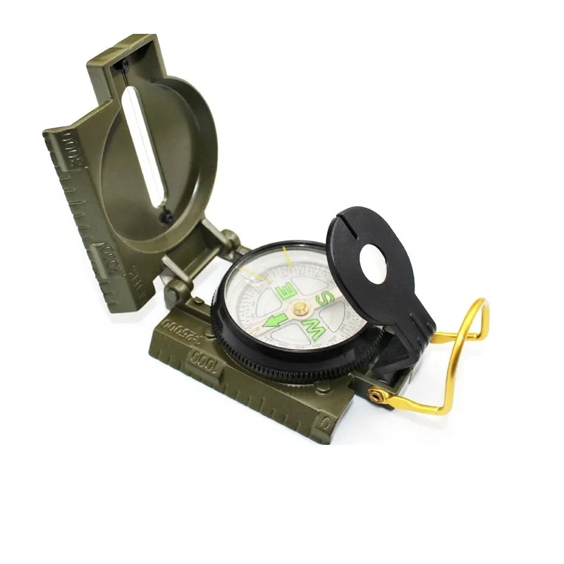 Portable Compass Military Outdoor Camping Folding Len Compass Army Green Hiking Survival Trip Precise Navigation Expedition Tool