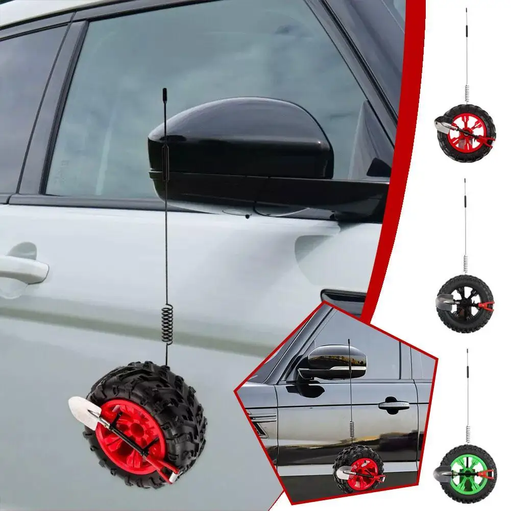 Spare Tire Model Of Automobile Car Tail Decor Car Wheel Mast Whip Stereo Radio personality Car Accessories Ornament