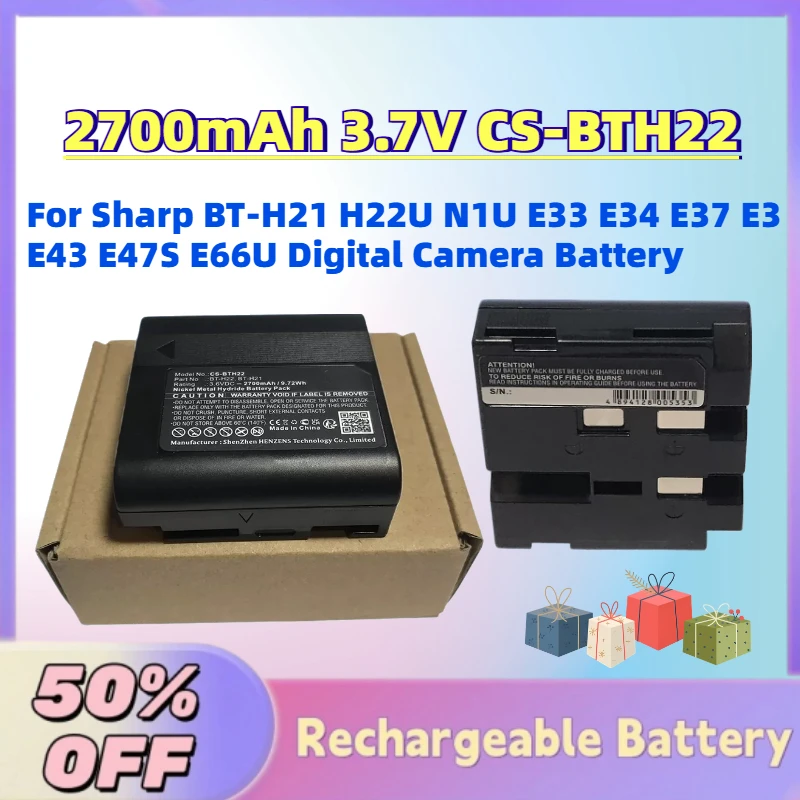 

In Stock 2700mAh 3.7V CS-BTH22 NI-MH Battery for Sharp BT-H21 H22U N1U E33 E34 E37 E3 E43 E47S E66U Digital Camera Battery