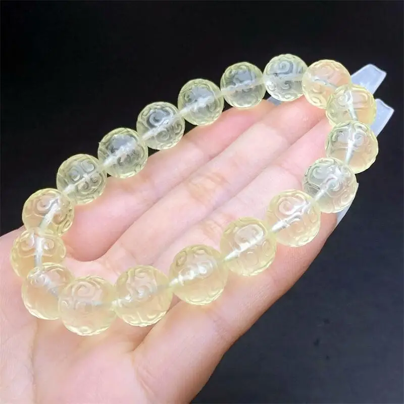 11MM Natural Lemon Citrine Mosaic Bracelet Crystal Gemstone Fashion Healing Chakra Stress Relief Reiki Yoga Energy Gift 1pcs