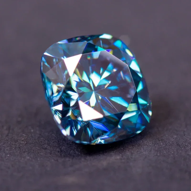 Moissanite Square Cushion Cut Sapphire Blue Color Gemstone Lab Grown Diamond for Charms Fine Jewelry Making with GRA Certificate